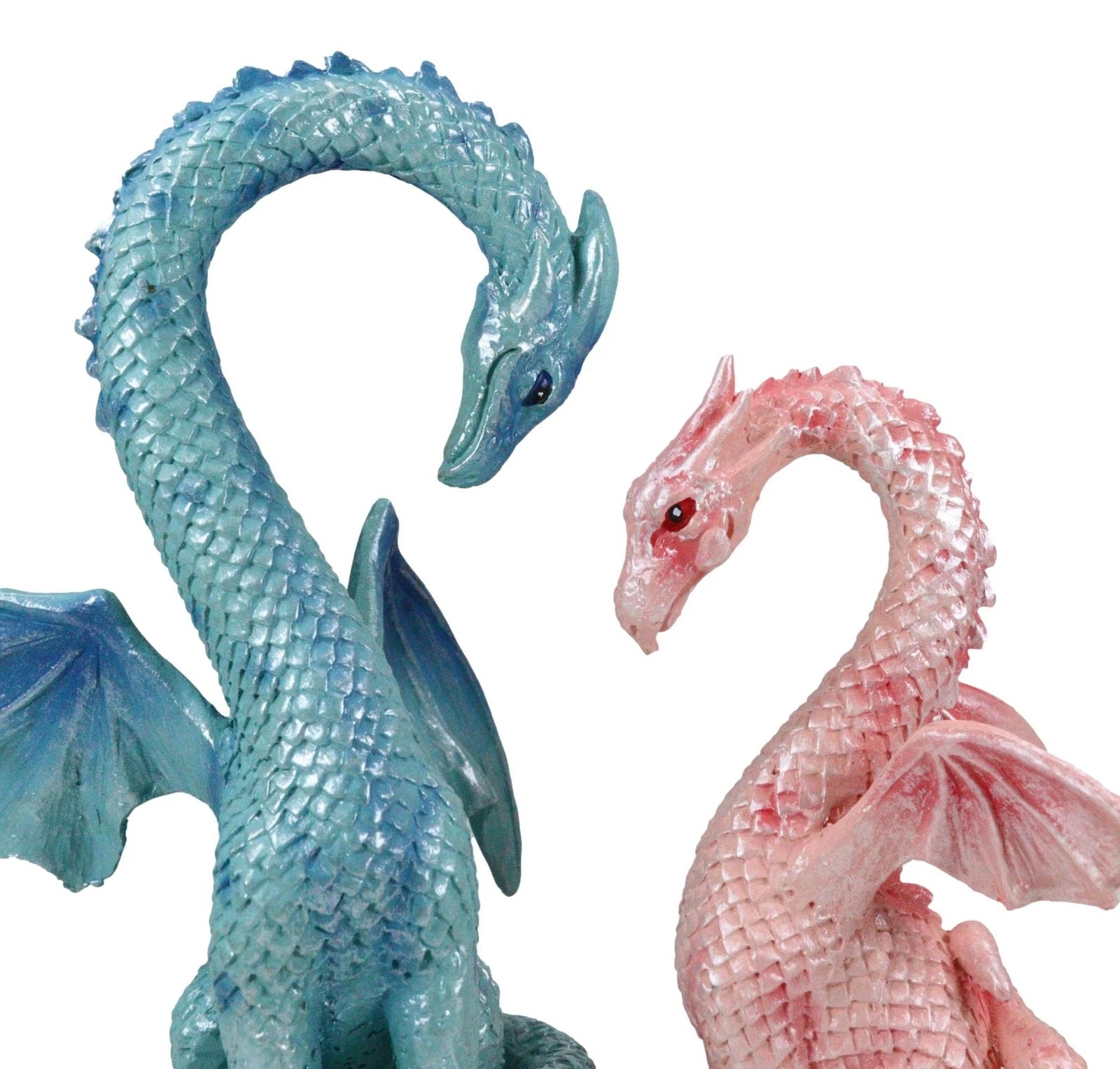 Valentines Cupid Love Dragon Couple Set of Two Blue and Pink Dragon Statue-8