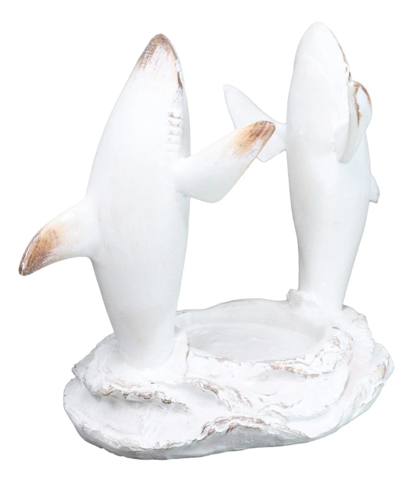 Antique White Ocean Marine Great White Sharks Rising Above Water Wine Holder-8