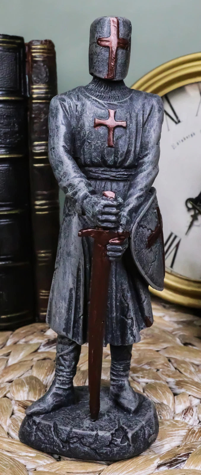 Holy Roman Empire Crusader Knight With Sword And Shield Statue Suit Of Armor-7