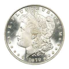 Dólar de plata Morgan S de 1879, $1, brillante, sin circular, BU, 90 % plata-2