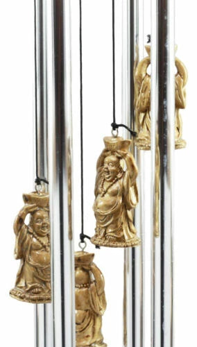 Feng Shui Lucky Buddha With Golden Nugget Wind Chime 23"Long Garden Patio Decor-9