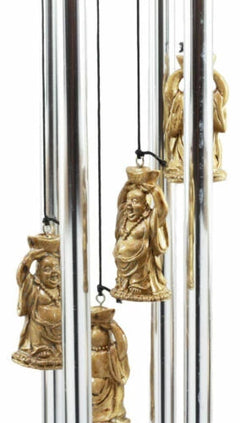Feng Shui Lucky Buddha With Golden Nugget Wind Chime 23"Long Garden Patio Decor-9