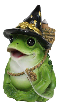 Merlin The Wizard Frog with Warlock Triple Moon Hat Backflow Incense Cone Burner-9