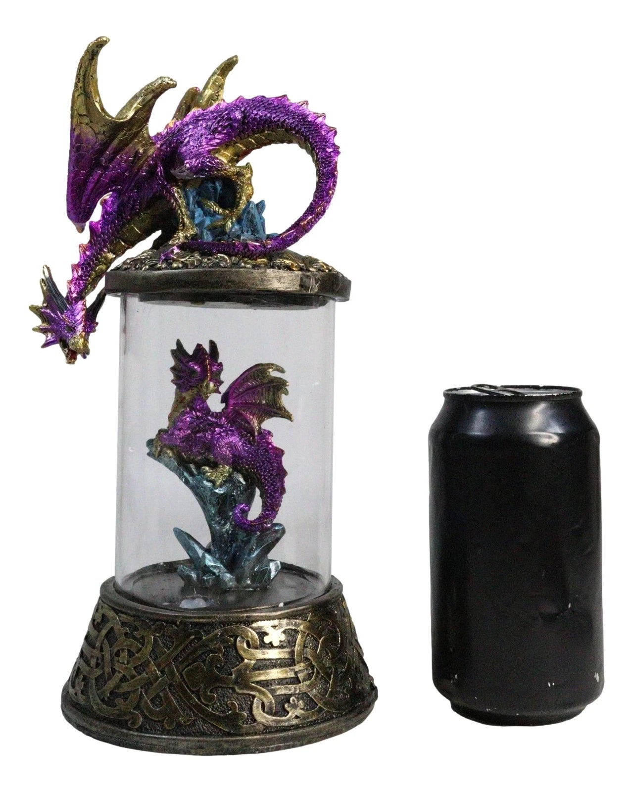 Purple Dragon Guarding Hatchling Celtic Knot Canister Backflow Incense Burner-9