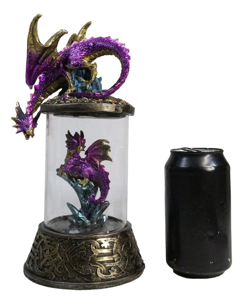 Purple Dragon Guarding Hatchling Celtic Knot Canister Backflow Incense Burner-9