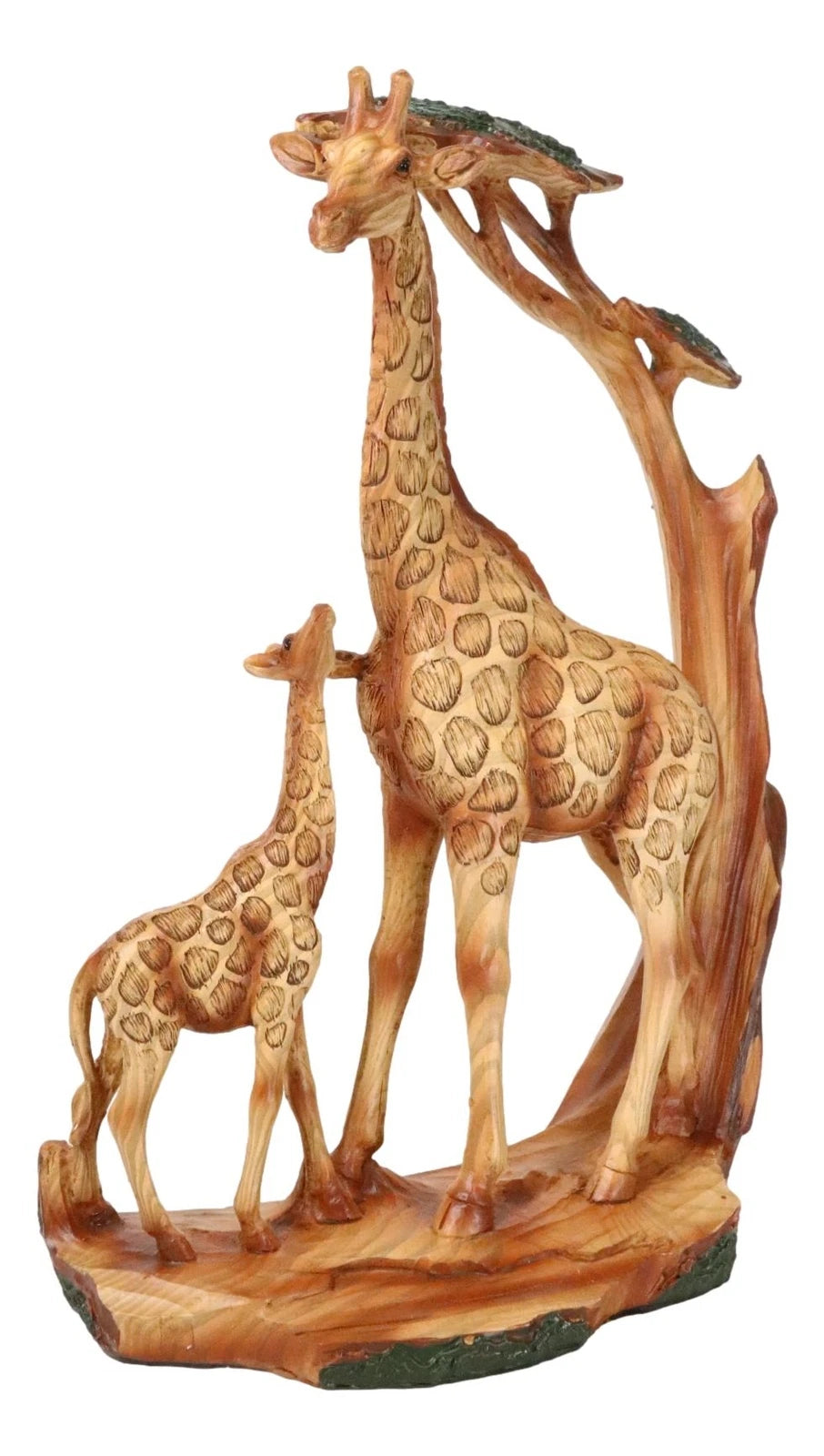 Safari Savannah Giraffe Family In Scenic Forest Faux Wooden Cutout Figurine-9