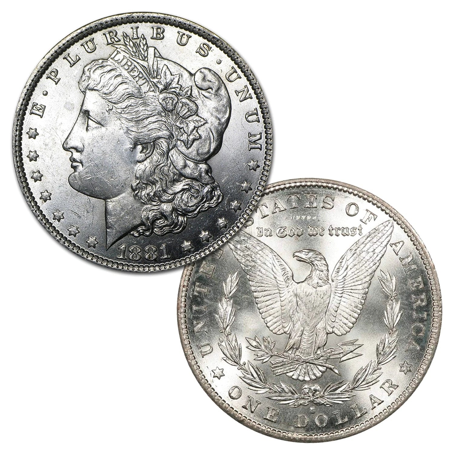 1881 S Morgan Silver Dollar $1 Brilliant Uncirculated BU 90% Silver