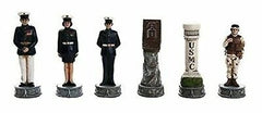 American Military Branches US Air Force VS Marine Corps Chess Set W/ Glass-7