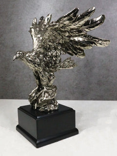 Silver Wings of Glory Bald Eagle Statue 7.75"Tall Silver Electroplated Resin-2