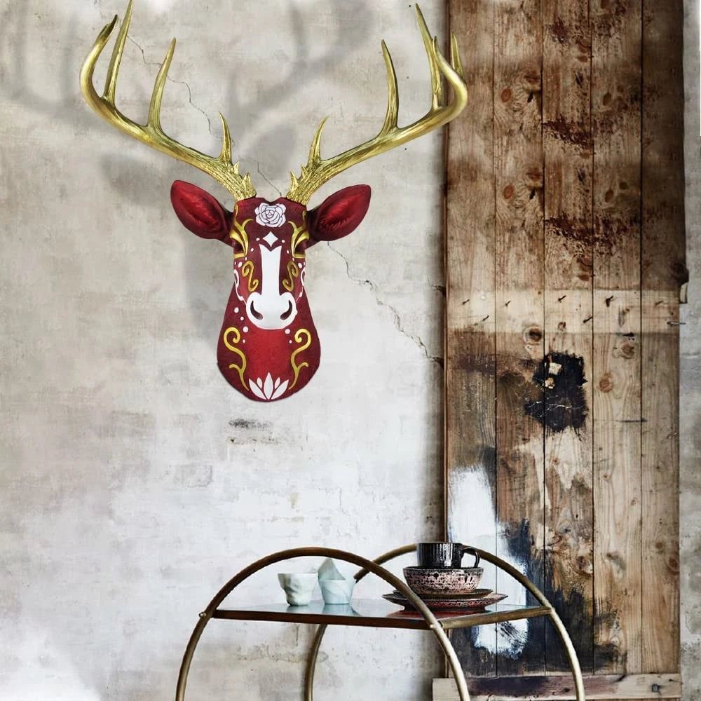Deer Head Faux Taxidermy Wall Sculpture Rustic Cabin Wall Home Decor 19.5"-6