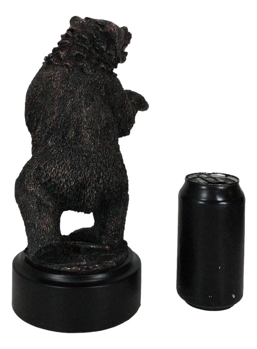 Estatua decorativa de resina galvanizada de bronce rugiente de oso negro occidental sobre sus patas traseras-9