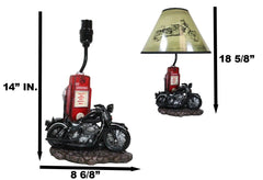 Lámpara de mesa de escritorio con pantalla, estilo retro, con surtidor de gasolina y motocicleta-8