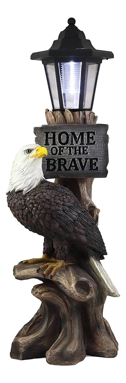 'Home of The Brave' Patriotic Eagle Night Light Statue Solar LED Lantern-8