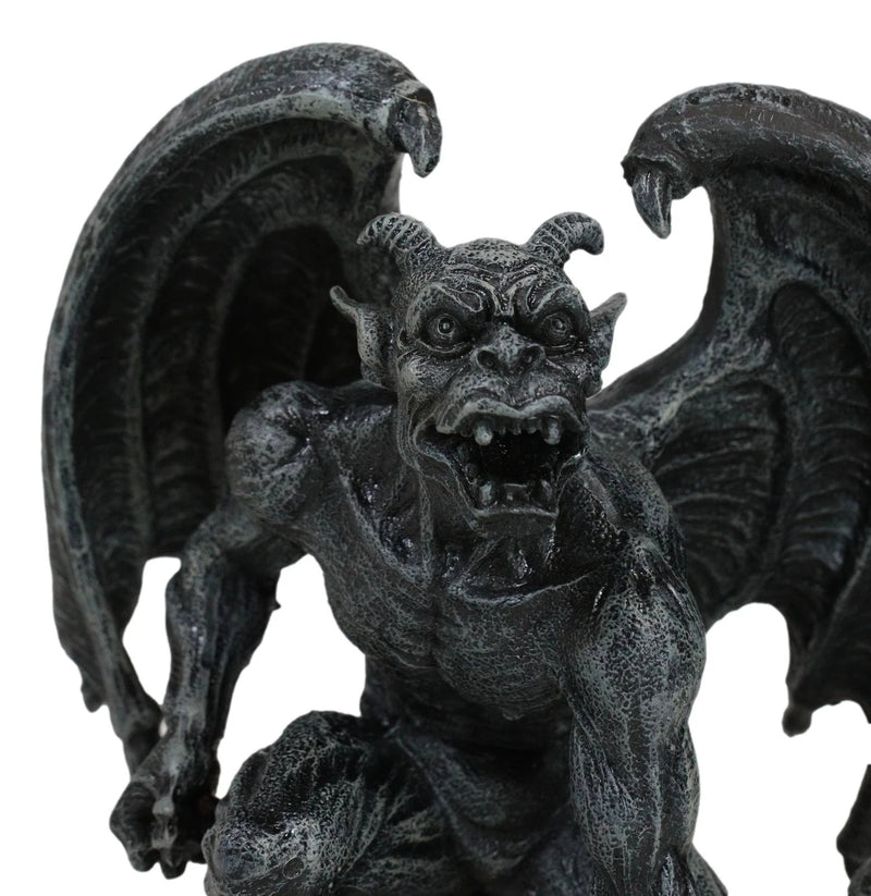 Winged Horned Devil Gargoyle Statue 6.25" Tall Notre Dame Evil Warden Gargoyle-6