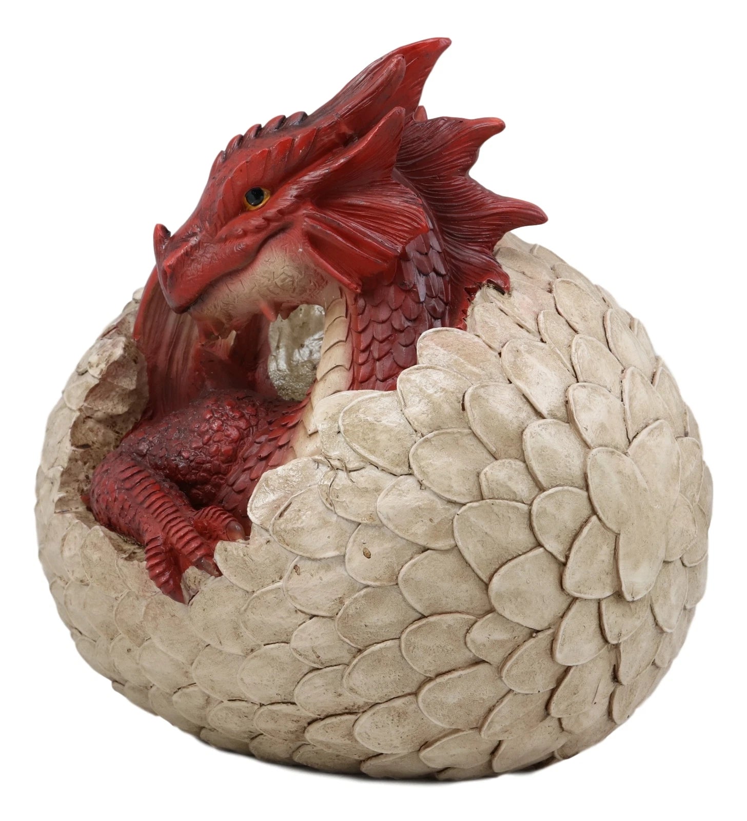 Large Smaug Red Baby Dragon Hatchling in Egg Statue 9.5" Long Dungeons Dragons-7
