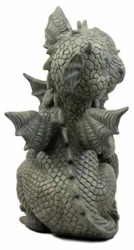 Fiery Romance Hatchling Dragon Lovers Garden Statue Faux Stone Resin Finish 10"H-5