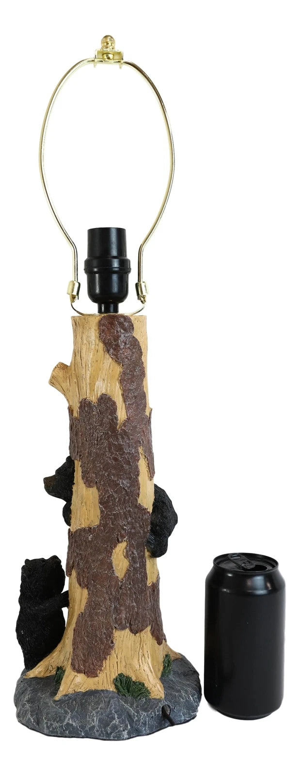 Rustic Black Bear Cubs Peekaboo Climbers by A Tree Table Lamp Statue With Shade-7