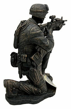 Military Soldier Kneeling and Taking Aim Statue 5.5" Tall Marine Figurine-6