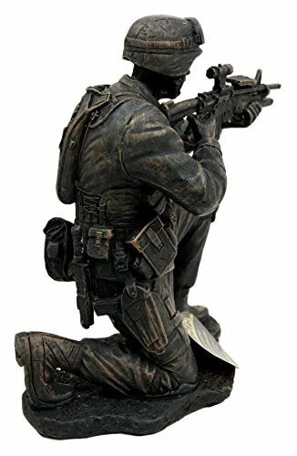Military Soldier Kneeling and Taking Aim Statue 5.5" Tall Marine Figurine-6