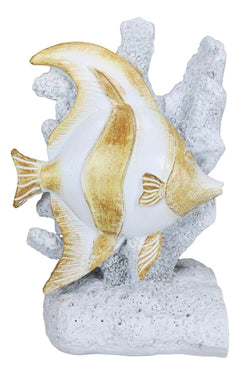 Nautical Sea Coastal Marine Angelfish Fishes Swimming By Corals Bookends Pair-10