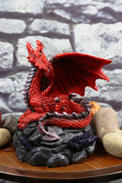 Smoke Fire Breathing Red Dragon Backflow Incense Cone Burner Statue Decor-9