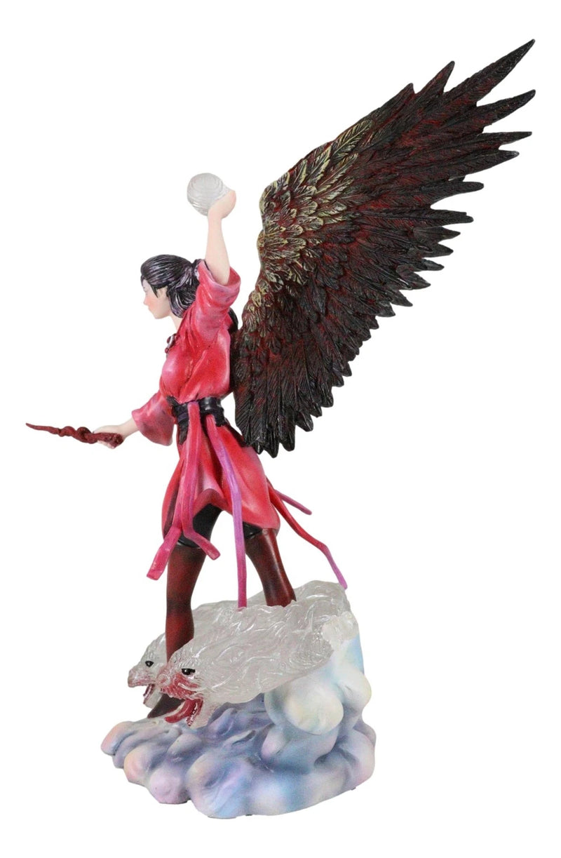 Air Elemental Magic Wizard Sorceress Bending The Wind With Hydra Spirits Statue-8