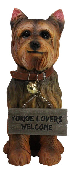 Yorkie Dog Garden Statue 12.5"H Yorkshire Terrier Welcome Figurine Jingle Collar-6