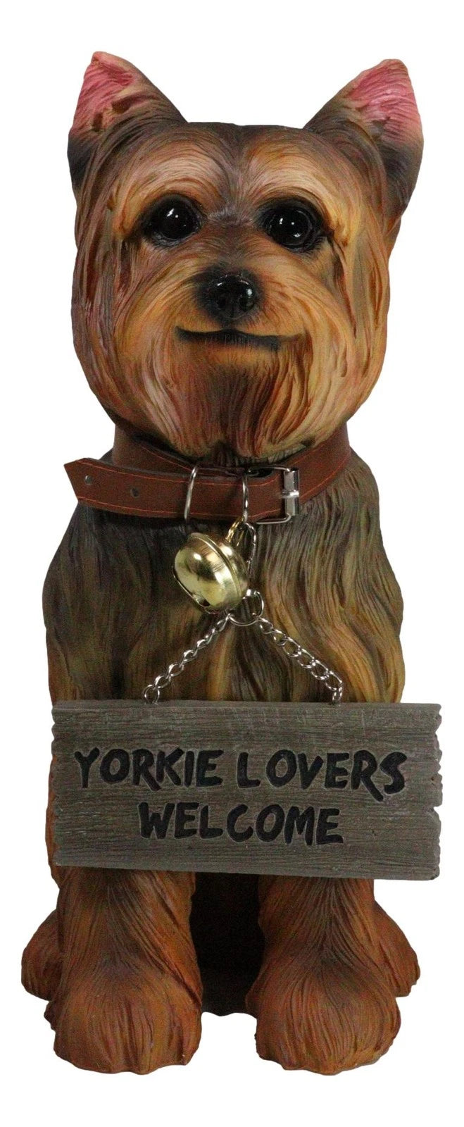 Yorkie Dog Garden Statue 12.5"H Yorkshire Terrier Welcome Figurine Jingle Collar-6