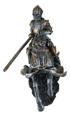 Medieval Champion Knight In Suit Of Armor With Lance On Horse Figurine-10
