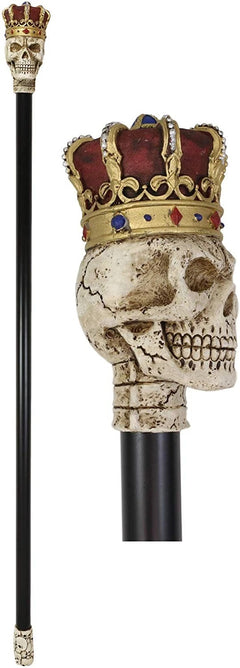 Gothic Skull With Royal Regalia KingCrown Decorative Prop Cosplay Walking Cane-2