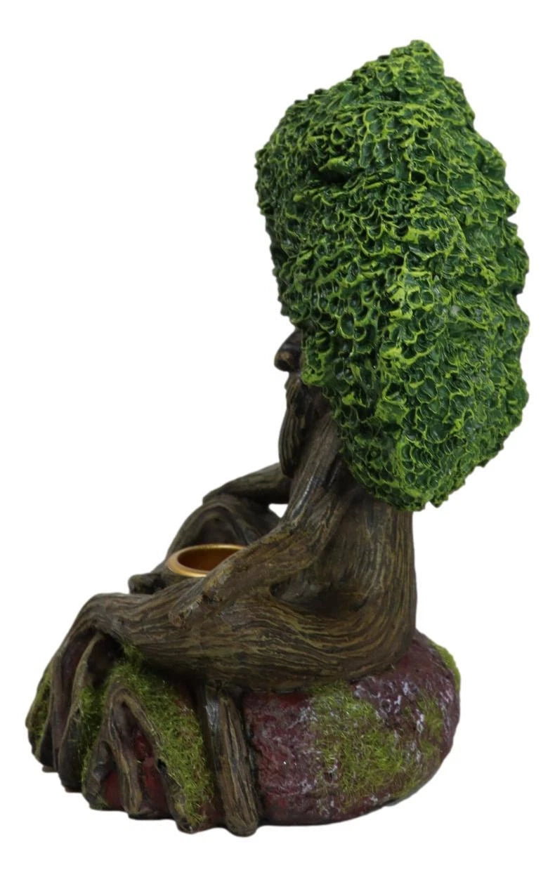 Forest Greenman Tree Man Ent Meditating Backflow Incense Cone Burner Figurine-8