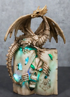 Skeleton Bone Dragon On Spell Book Of The Dead Skull Mummy LED Light Figurine-9