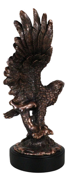 Majestic Bald Eagle With Open Wings Perching On Tree Branch Statue With Base-8