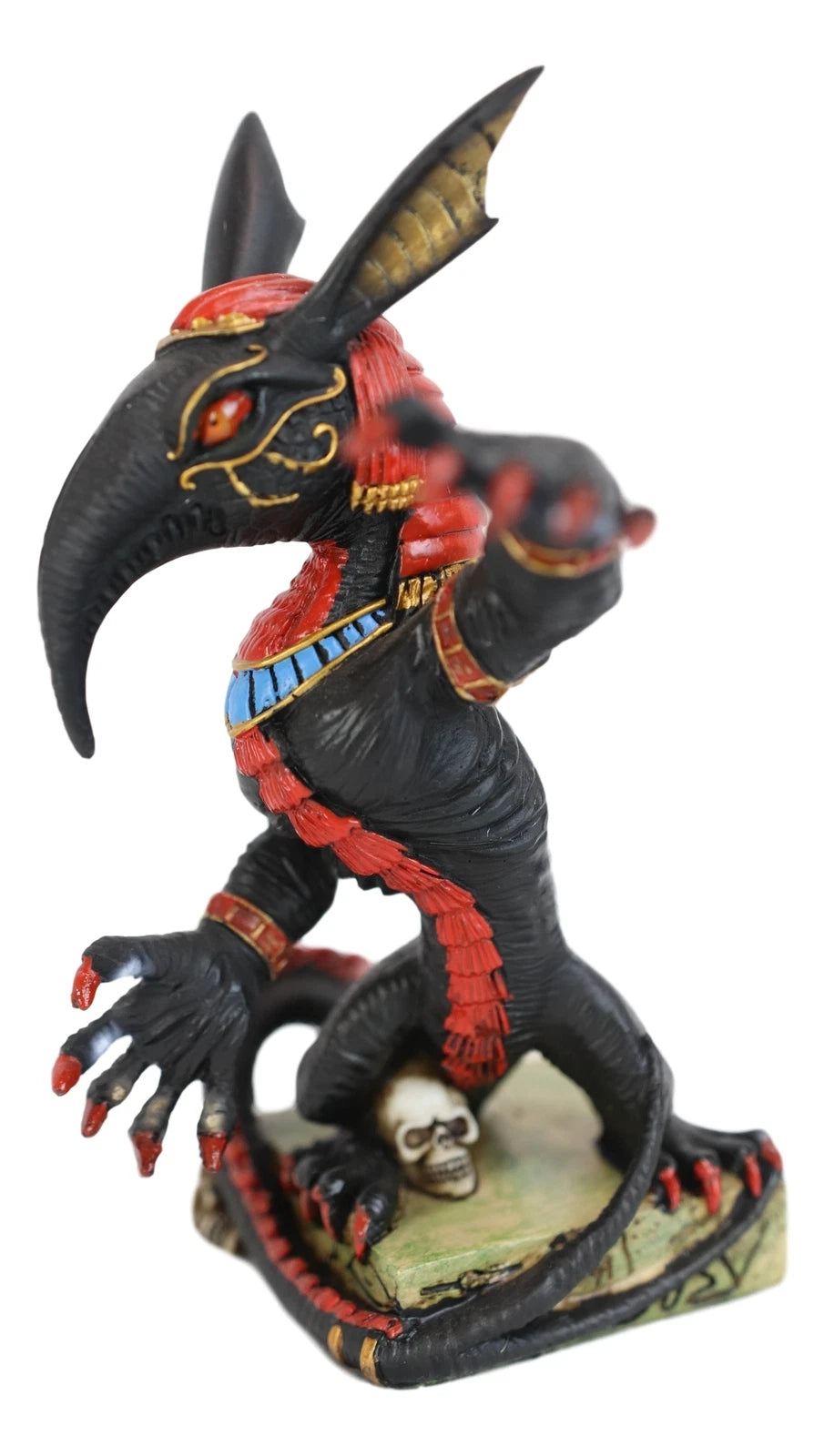 Egyptian God Of War Chaos Desert Seth On Hieroglyphic Base With Skulls Statue-6