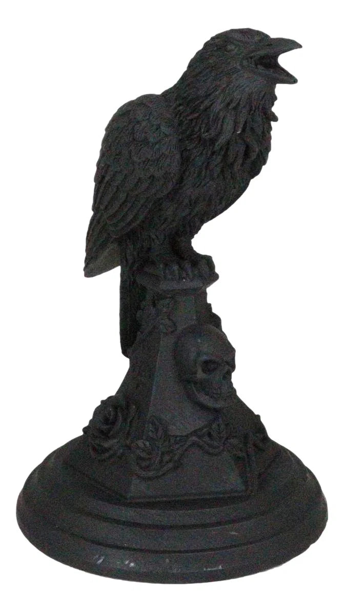 Gothic Poe Raven Crow Black Rose Skull Tombstone Tea Light Votive Candle Holder-7