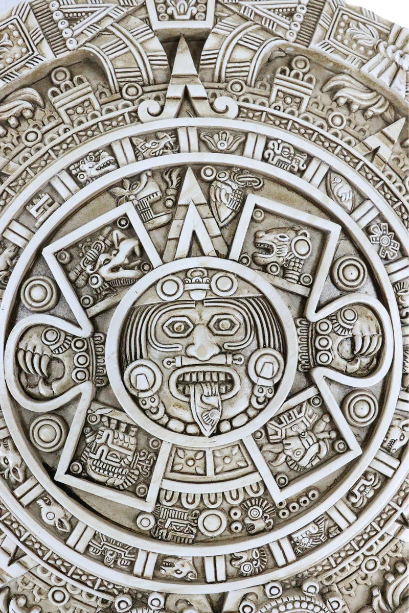 Aztec Maya Solar Sun Xiuhpohualli & Tonalpohualli Wall Calendar Plaque Figurine-9