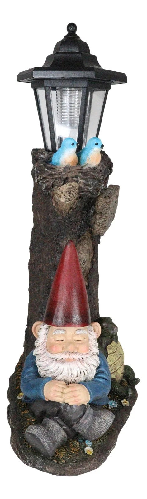 Summer Slumber Gnome With Buddy Turtle Solar Path LED Light Garden Statue-10