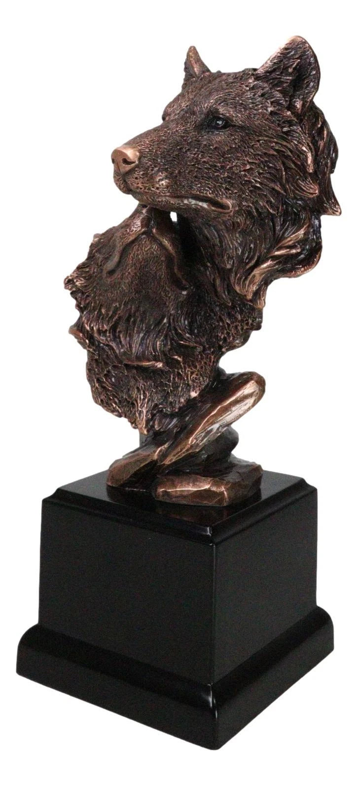 Forest Moonlight Lovers 2 Wolves Bust Bronze Electroplated Resin Statue-8