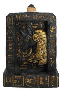 Egyptian God of The Dead Anubis Hieroglyphs Backflow Incense Burner Figurine-9