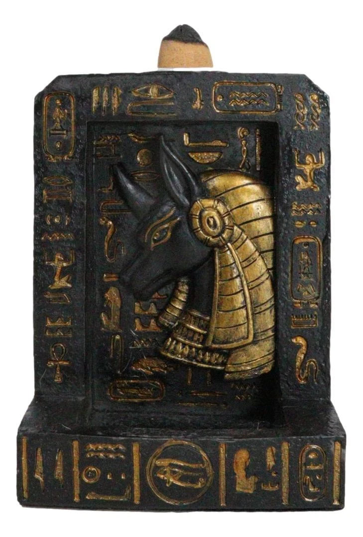 Egyptian God of The Dead Anubis Hieroglyphs Backflow Incense Burner Figurine-9
