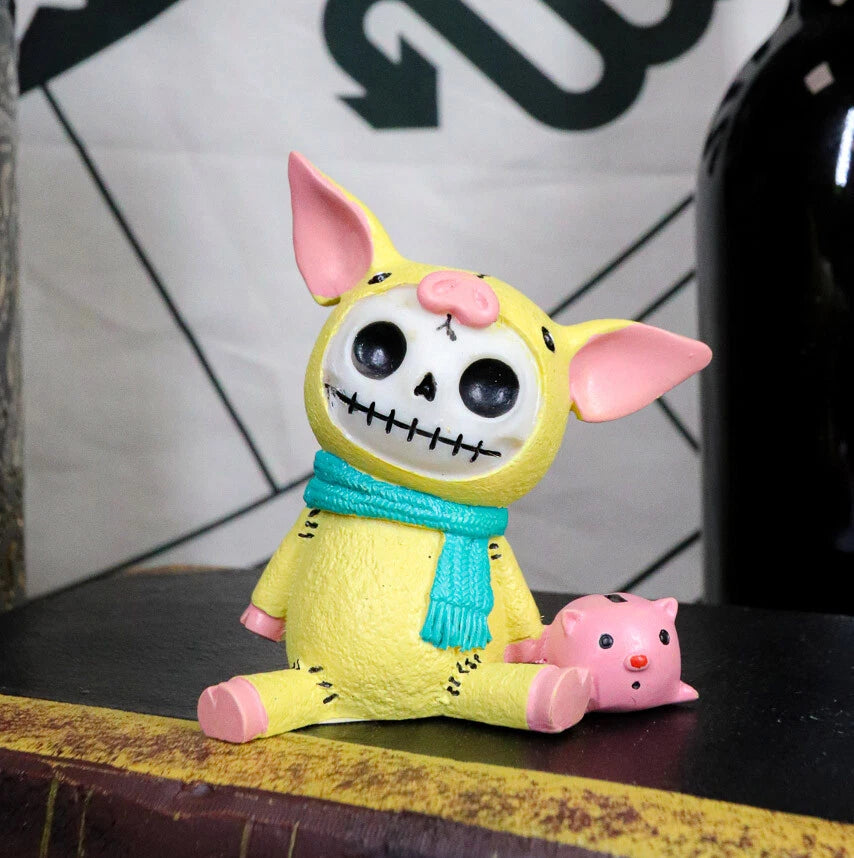 Furrybones Porky Winter Pig Bacon Pink Piggy Skeleton Figurine Furry Bones-1