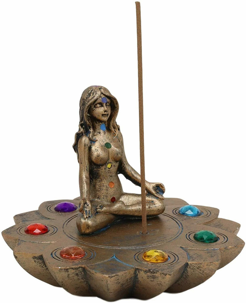 Feminine Triple Goddess Yoga with Chakra Lotus Flower Incense Stick Holder-6
