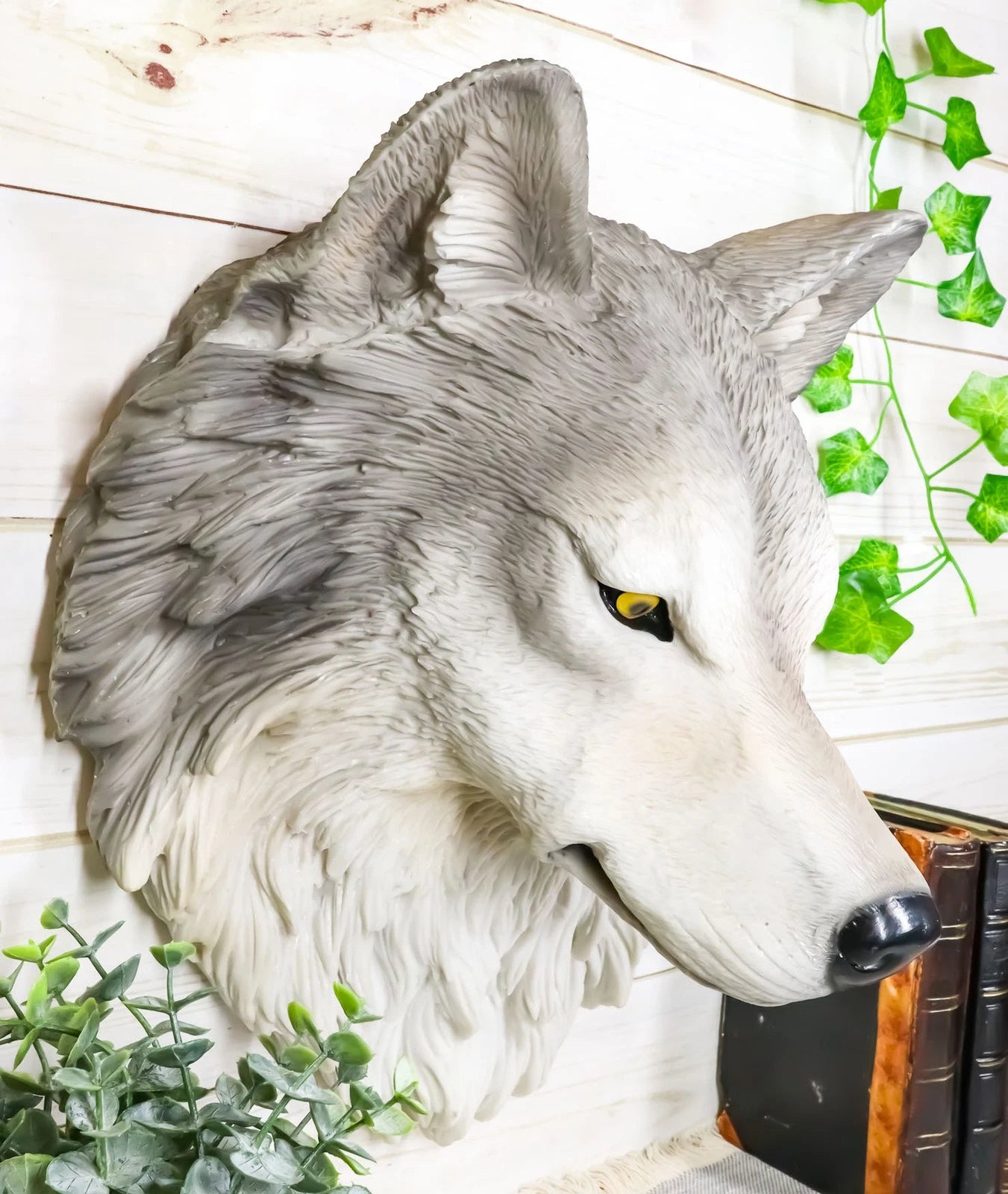 Large Fenrir Alpha Gray Wolf Head Wall Decor Plaque 14"Tall Art Decor-7