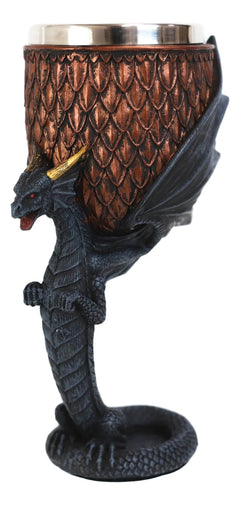 Dragon Scales With Servant Winged Drake Stem Base Drinking Wine Goblet Chalice-9