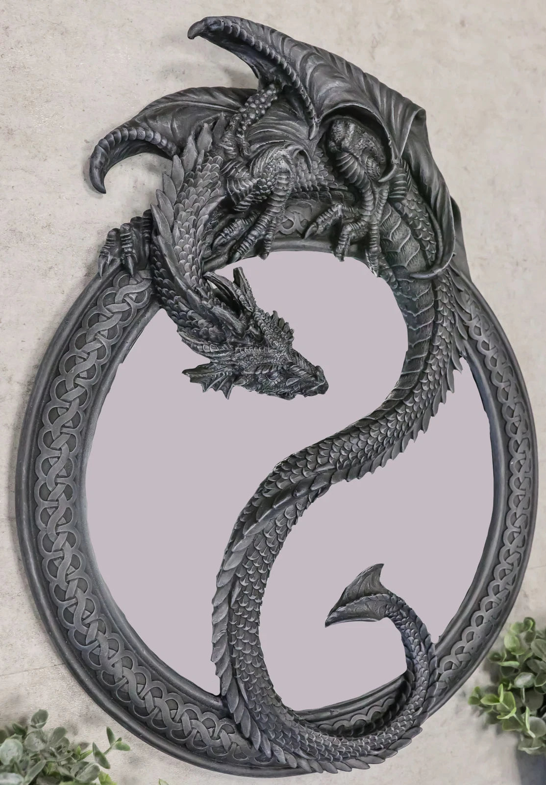 Feng Shui Yin Yang Harmony Celestial Dragon Wall Hanging Mirror Plaque Decor-6
