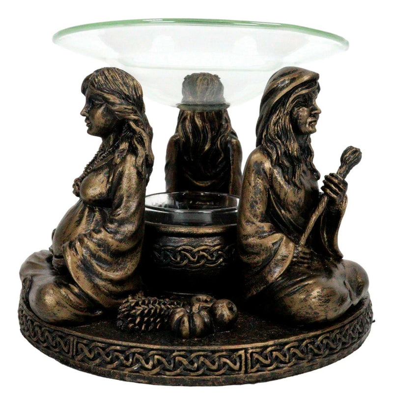 Figura de calentador de aceite aromático con portavotivas de la Triple Diosa Doncella Madre Anciana-6