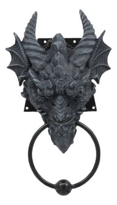 Ancient Medieval Fantasy Horned Dragon Head Door Knocker Resin Dragon Home Decor-8