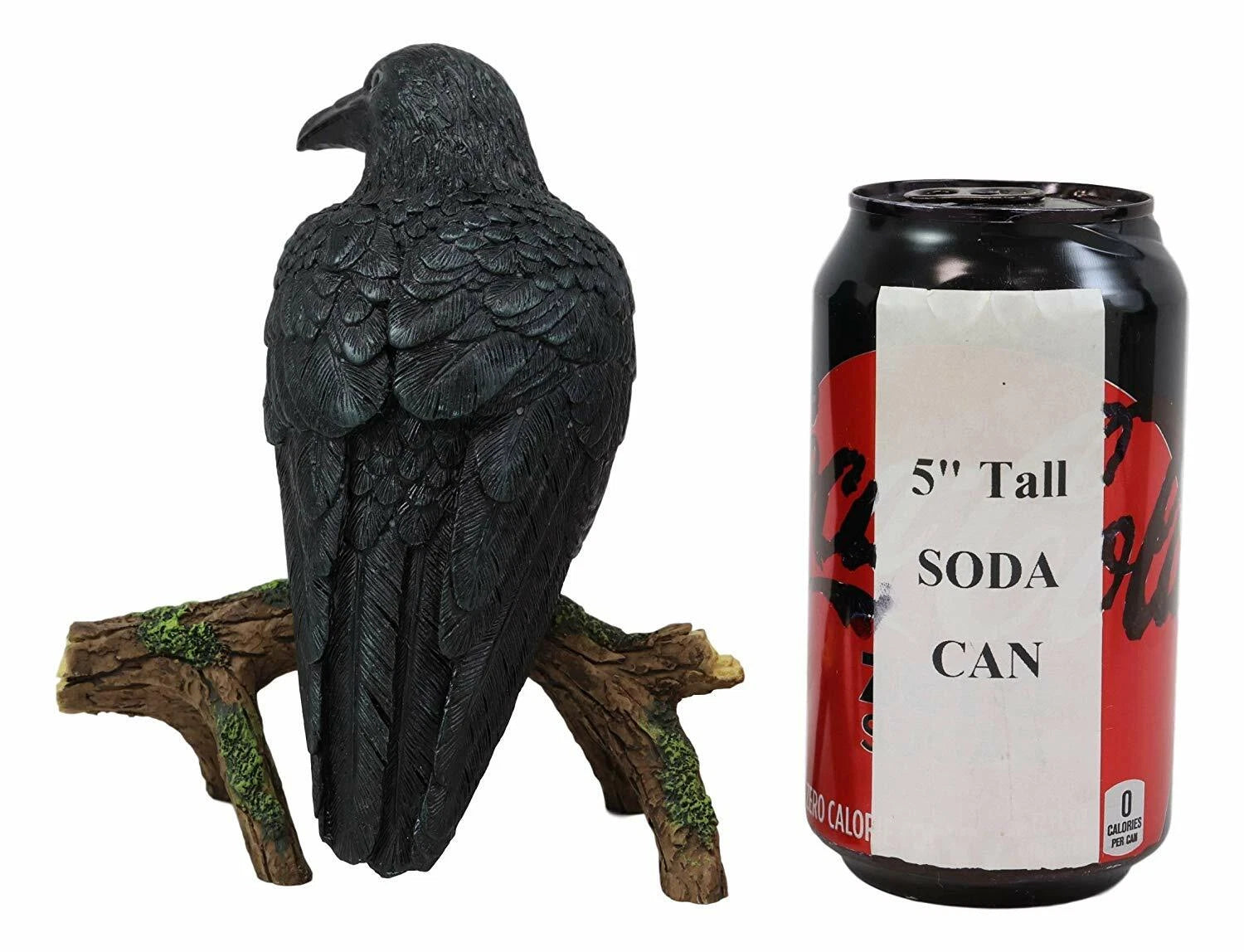 Gothic Raven Crow Perching On Tree Branch Scavenger Bird Figurine 5.75" High-6