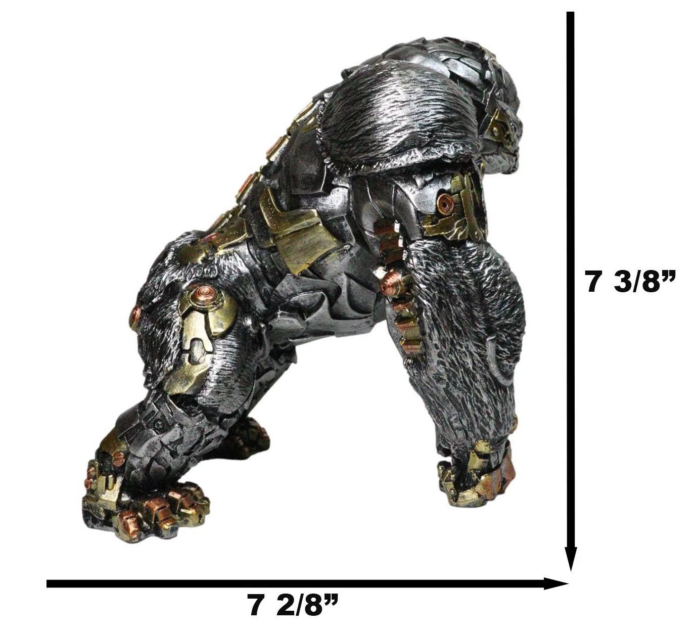 Steampunk Gearwork Cyborg Metallic Primate Silverback Gorilla Kong Figurine-9