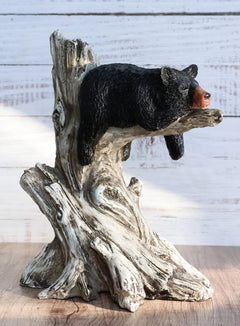 Lazy Days Of Summer Black Bear Sleeping On Tree Branch Statue-1